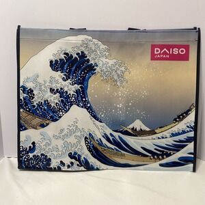 DAISO JAPAN Hokusai Wave Reusable Shopping Bag Tote 19.5" x 15.5" Large New